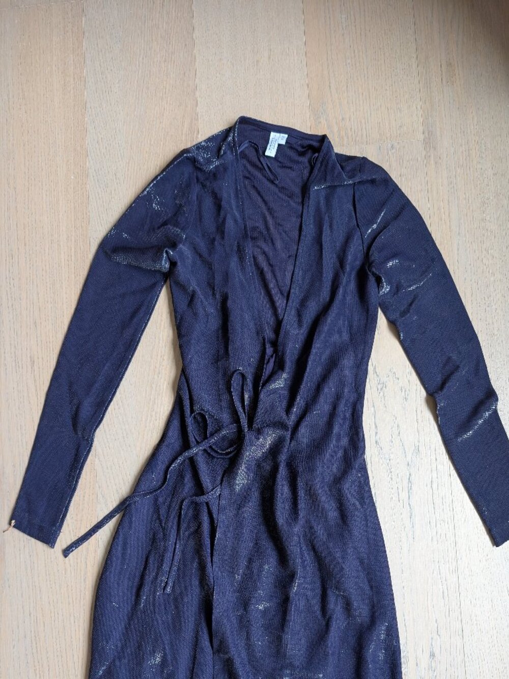 Other Stories Metallic Navy Midi Dress
